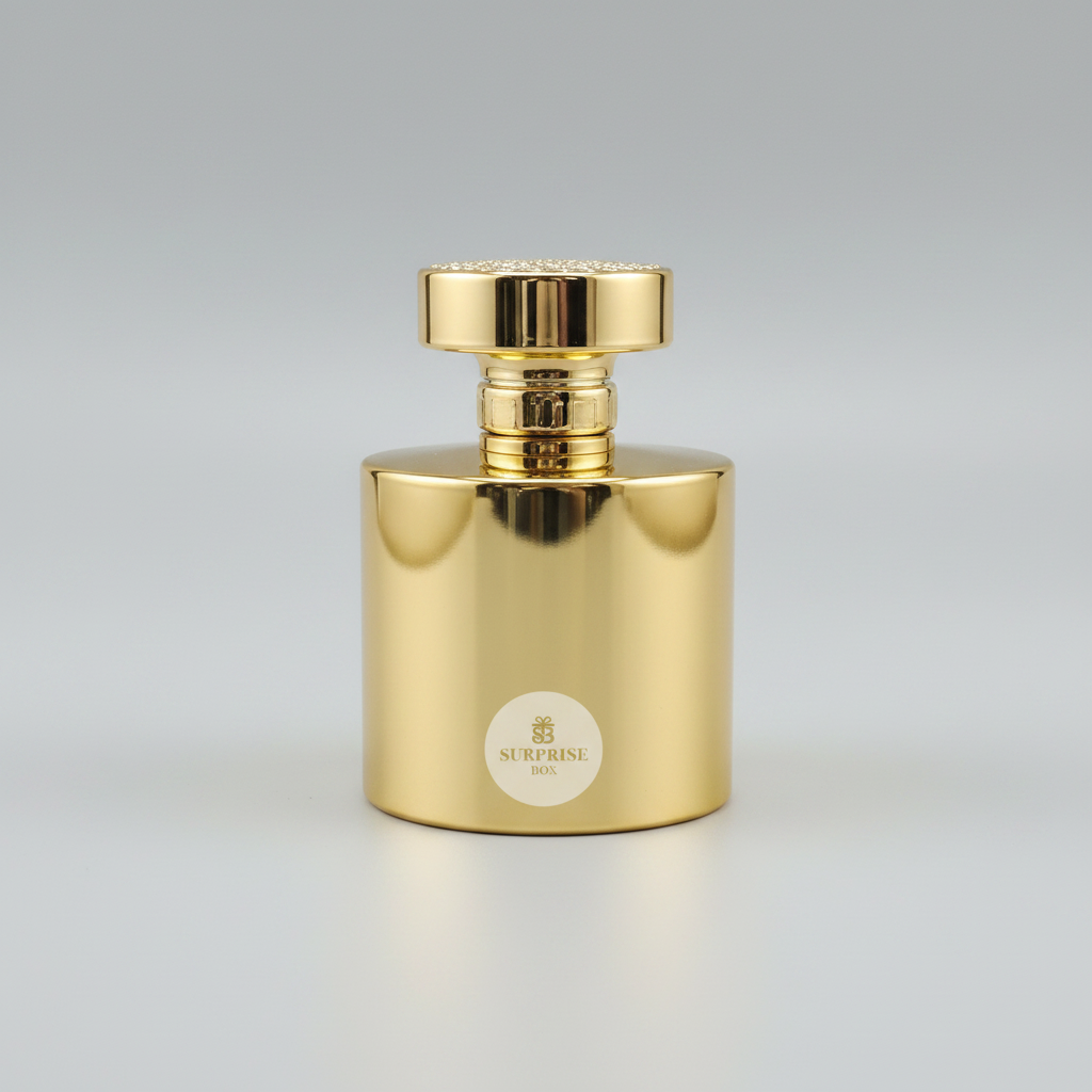 Surprisebox Men's Perfume gold bottle front view