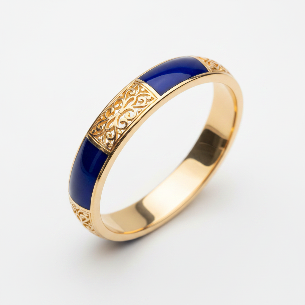 Single elegant gold enamel bangle bracelet
