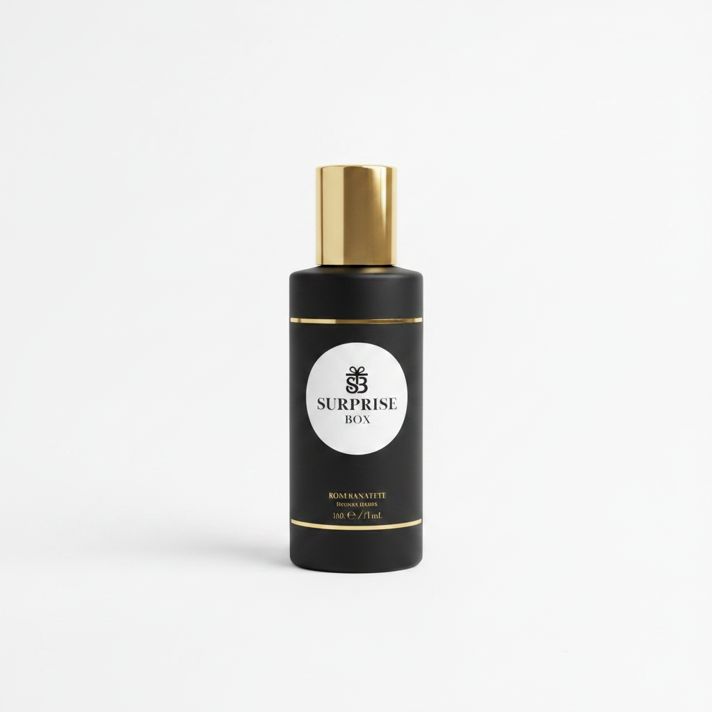 Surprisebox Room Surprise Spray black bottle with branded label