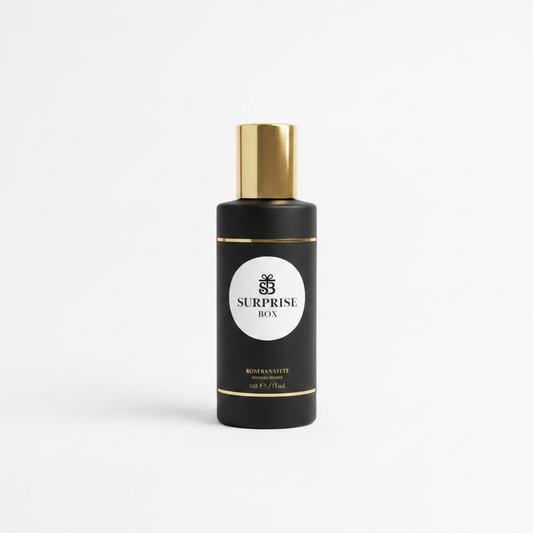 Surprisebox Room Surprise Spray black bottle with branded label